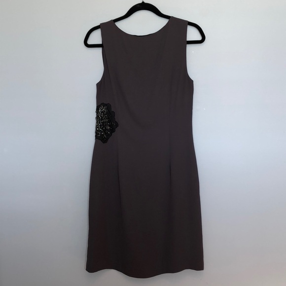 Grey Sheath Dress with Beaded Appliqué - Picture 2 of 2